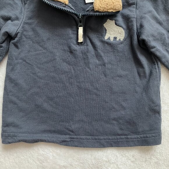 Just One You Carter’s 9M Navy Bear Sherpa Collar Sweater GUC Baby Boy - Picture 7 of 14